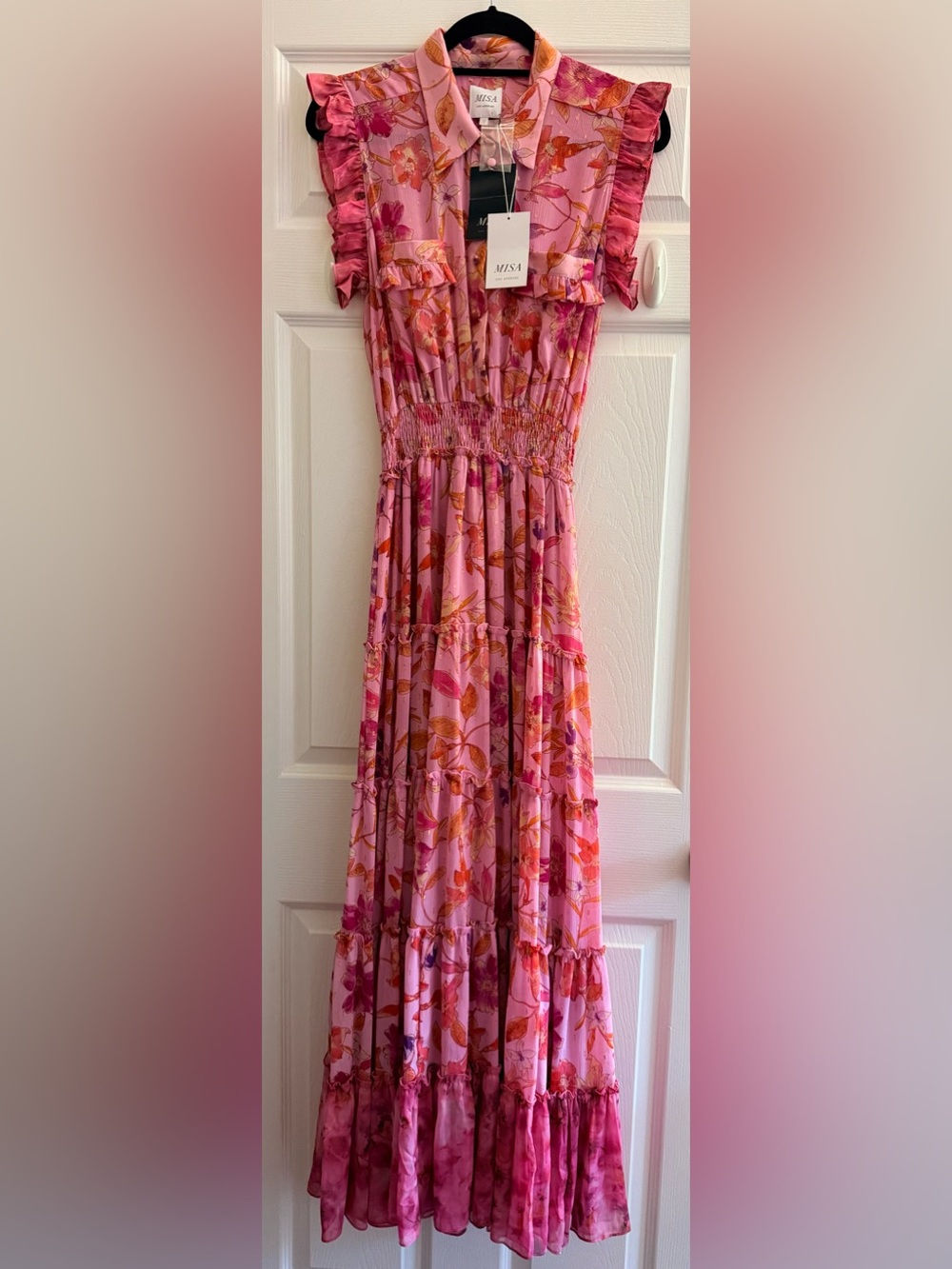 Misa LA: Pink Floral Tiered Sundress